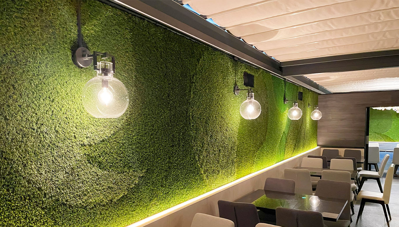 Artificial grass on wall